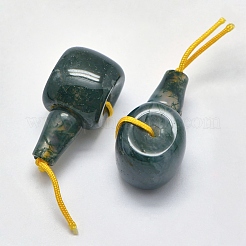 天然の苔の瑪瑙3穴のグルビーズ  Tドリルビーズ  21~24x10.5~12x11.5~12.5mm  穴：1.8mm  2mm&nbsp;X-G-K208-02-A-26