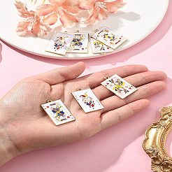 8 個 4 スタイル ラック メッキ合金エナメル ペンダント  カドミウムフリー＆ニッケルフリー＆鉛フリー  ライトゴールド  トランプのチャーム  ミックスカラー  30.5x19.5x1.5mm  穴：1.8mm  2個/スタイル&nbsp;ENAM-FS0002-73