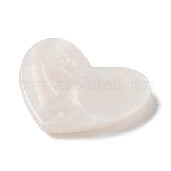 アクリルペンダント  プラスチックパール付き  ハート  ホワイトスモーク  25x30x4mm  穴：1.4mm&nbsp;LS-MACR-K352-02B