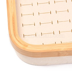 ファッションベルベットウッドジュエリーボックス  リングディスプレイ  長方形  パパイヤホイップ  30.3x30.3x4cm&nbsp;RDIS-B003-02