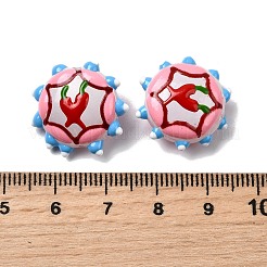 焼き絵の具、ガラス、エナメル、ビーズ  フラットラウンド  バンピー  唐辛子  19x19.5x8.5mm  穴：1.2mm&nbsp;LAMP-K039-34H
