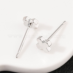 女性用真鍮クロススタッドピアス  プラチナメッキ  5.5x5.5mm&nbsp;EJEW-G441-06C-P