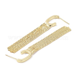 Rack Plating Brass Tassel Stud Earrings&nbsp;EJEW-B027-21G
