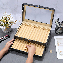 Density Board & PU Leather Pen Display Box&nbsp;OFST-WH0004-062