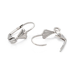 変色しにくい304ステンレススチールフレンチフックピアス金具  カン付き  ステンレス鋼色  19x12x6mm  穴：1.5mm  ピン：0.8mm&nbsp;LS-STAS-K218-08P