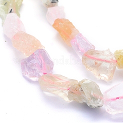 生の粗い天然混合クォーツビーズ連売り  ナゲット  6~12x6~10x5~8mm  穴：0.7mm  約48個/連  15.75インチ（40cm）&nbsp;G-I279-B13