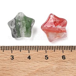 中央に染色されたガラスビーズ  スター  ミックスカラー  16x17x9mm  穴：2mm&nbsp;GLAA-A043-02