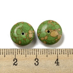 染色された合成ターコイズビーズ  ロンデル  黄緑  12x6mm  穴：1mm&nbsp;G-B070-41A