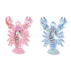 電気メッキ透明UVメッキアクリルビッグペンダント  虹色の  ロブスターチャーム  ミックスカラー  48.5x33.5~34x12.5mm  穴：3mm&nbsp;OACR-I014-10