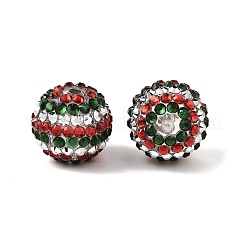 クリスマステーマの樹脂ラインストーンラウンドビーズ  内部のアクリルビーズで  グリーン  20mm  穴：2~2.5mm&nbsp;RESI-S313-18x20-09
