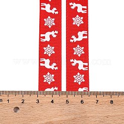 5ヤードのクリスマスポリエステルプリントグログランリボン  ギフト包装用  鹿  5/8インチ（16mm）&nbsp;OCOR-A008-01F