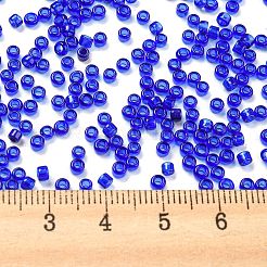 透明な色のガラスシードビーズ  シリンダー  ミディアムブルー  2.5x1.7mm  穴：1.2mm&nbsp;SEED-S042-11A-06