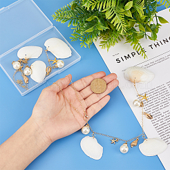 2Pcs Shell & Alloy Pendant Decorations&nbsp;HJEW-PH02270