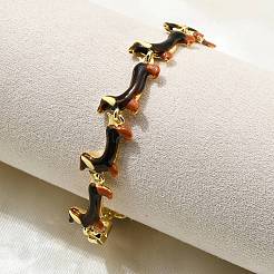 Brass Enamel Link Bracelets for Women&nbsp;BJEW-B149-03G