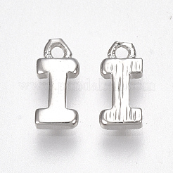 真鍮製チャーム  文字L  ニッケルフリー  プラチナメッキ  文字.i  8x4x1.5mm  穴：0.8mm&nbsp;KK-S350-167I-P