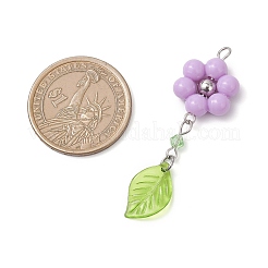 アクリルと304ステンレス鋼の大きなペンダント  花  ステンレス鋼色  52x16x6mm  穴：3mm&nbsp;PALLOY-JF04512-02