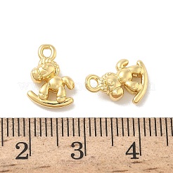 真鍮製チャーム  馬のチャームをロッキング  18KGP本金メッキ  12.5x9x4mm  穴：1.5mm&nbsp;KK-B166-12G
