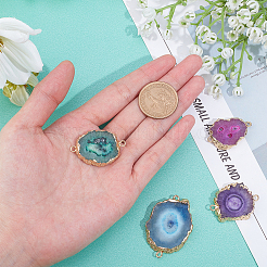 Electroplate Natural Druzy Agate Links Connectors&nbsp;G-AR0003-93G