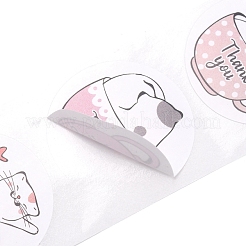 500 Adorable Round Cartoon Stickers in 6 Designs&nbsp;X-DIY-B010-01