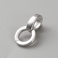 925 スターリングシルバーのチューブベイル  ループベイル  プラチナ  14x8x5.5mm  穴：5mmと3x4mm&nbsp;STER-WH0026-13P