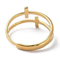 Ion Plating(IP) 304 Stainless Steel Hollow Cross Adjustable Rings&nbsp;RJEW-D006-01G