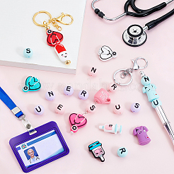 27Pcs 27 Styles Nurses' Day Silicone Focal Beads&nbsp;SIL-GA0001-32