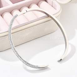 女性用304ステンレススチールラインストーンバングル  エナメル  ステンレス鋼色  内径：2x2-3/8インチ（5.05x6.05cm）&nbsp;BJEW-Z092-12P