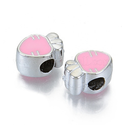 UVメッキアクリルヨーロッパのビーズ  エナメル  大穴ビーズ  ミックスカラー  苺  プラチナ  13x9x7mm  穴：4mm&nbsp;OACR-N010-26P
