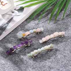 鉄の毛の髪留め  天然宝石のビーズで  61~65x12x13~15mm&nbsp;PHAR-JH00065