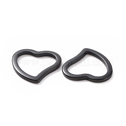 304ステンレス鋼リンキングリングイオンプレーティング（IP）  ハート  電気泳動黒  14.5x15x1.5mm  穴：12x10mm&nbsp;STAS-H416-13B