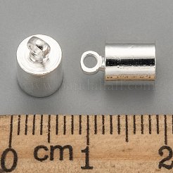 真鍮製コードエンドパーツ  ニッケルフリー  銀色のメッキ  9.5x6mm  穴：1.1mm  5.5mm内径&nbsp;LS-X-KK-EC041-S-NF