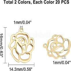 2色 304ステンレスペンダント  花  ゴールデン·ステンレス鋼色  16x14~14.3x0.8~1mm  穴：1mm  2色  20個/カラー  40個/箱&nbsp;STAS-UN0019-04