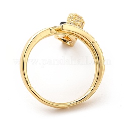 Cubic Zirconia Snake with Glass Wrap Adjustable Ring&nbsp;KK-H439-02A-G