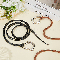 2Pcs 2 Colors Alloy Irregular Oval Pendant Imitation Leather Cord Wrap Chain Belts&nbsp;AJEW-GF0011-97