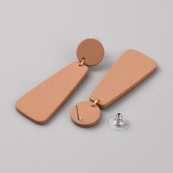 女性用アクリルジオメトリダングルスタッドピアス  合金リング  ステンレス製のピン  キャメル  55mm  ピン：0.7mm&nbsp;EJEW-WH0013-65C
