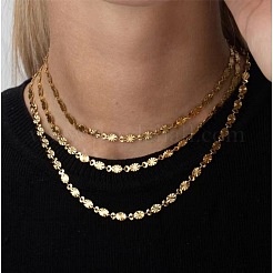304 Stainless Steel Textured Oval Link Chain Necklaces for Women&nbsp;FS-WG18547-01