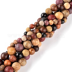3 Style Natural Wood Beads Strands&nbsp;WOOD-LS0001-34