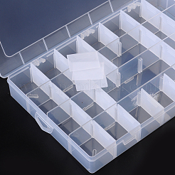 プラスチックビーズコンテナ  調整可能な仕切りボックス  長方形  透明  35x22x5cm&nbsp;X-C074Y