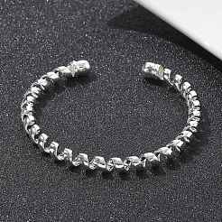 女性用電気泳動鉄カフバングル  春  プラチナ  1/4インチ（0.6cm）&nbsp;BJEW-M057-03P