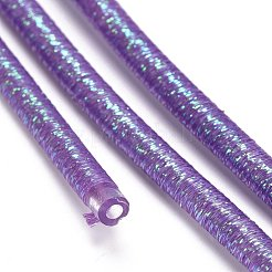 PVCチューブラー合成ゴムコード  中空パイプ  グリッターパウダー付き  モーブ  5.5mm  穴：2.5mm  約54.68ヤード（50m）/バンドル&nbsp;RCOR-T002-02A-02