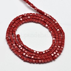 カット加工キューブガラスビーズ連売り  レッド  2.5x2.5x2.5mm  穴：0.5mm  約185個/連  19.45インチ（49.5cm）&nbsp;EGLA-J133-C02