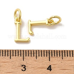 真鍮チャーム  カドミウムフリー＆ニッケルフリー＆鉛フリー  丸カン付き  文字l  10x6x1.5mm  リング：5~6x0.8~1mm  内径：3~4mm&nbsp;KK-M273-03G-L
