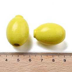 シーマウッドヨーロピアンビーズ  レモン  27.5x19.5mm  穴：5mm&nbsp;WOOD-G023-13B