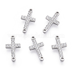 316 Surgical Stainless Steel Clear Cubic Zirconia Connector Charms&nbsp;X-STAS-ZX042-22S