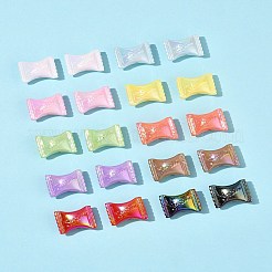 32 個の UV メッキレインボー虹色アクリルビーズ  単語の甘いキャンディー  ミックスカラー  19x23.5x10.5mm  穴：2.5mm&nbsp;OACR-FS0002-13