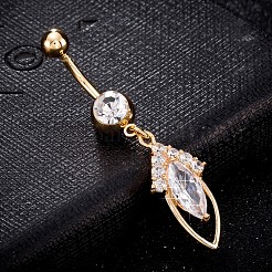 Brass Cubic Zirconia Navel Ring&nbsp;AJEW-EE0004-07