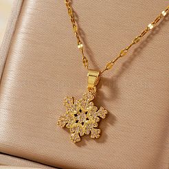 Christmas Snowflake Brass Cubic Zirconia Pendant Necklaces&nbsp;BF5591-1