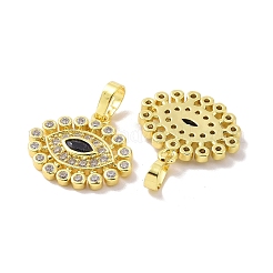 18KGP本金メッキ真鍮マイクロパヴェキュービックジルコニアペンダント  カドミウムフリー＆ニッケルフリー＆鉛フリー  ナザールボンジュウのチャーム  透明  16x18x2.5mm  穴：6x3.5mm&nbsp;KK-L209-038G-02