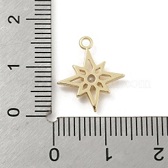 真鍮マイクロパヴェクリアキュービックジルコニアペンダント  スター  ゴールドカラー  15.5x13x2mm  穴：1.5mm&nbsp;KK-H467-03G