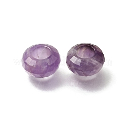 天然アメジストヨーロピアンビーズ  大穴ビーズ  多面カット  ロンデル  13x7.5mm  穴：6mm&nbsp;GG-NH0003-A07